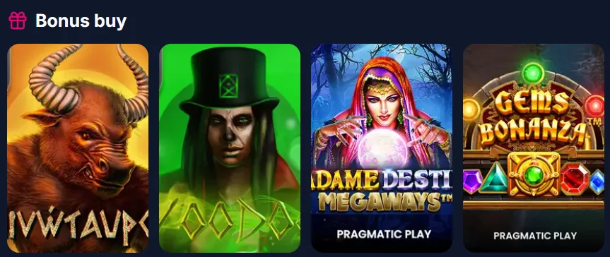 Juegos Bonus Buy en Lukkly: Minotauros, Voodoo, Madame Destiny Megaways y Gems Bonanza